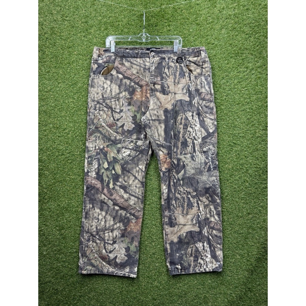 Mossy Oak Fleece Lined Pants Mens XL Forest Floor Camo Lined Waterproof Hunting